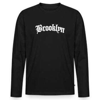 Brooklyn Shirt - Men's Premium Organic Long Sleeve Shirt - black - Front - Nico (187cm)