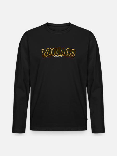 Monaco Retro Racing Abzeichen - Männer Premium Bio Langarmshirt - Schwarz