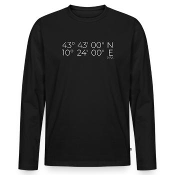 Coordinates: Pisa, Italy - Men's Premium Organic Long Sleeve Shirt - black - Front - Nico (187cm)
