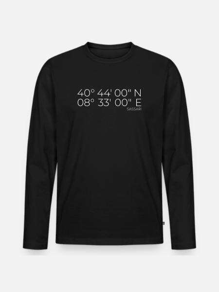 Coordonnées : Sassari, Sardaigne, Italie - T-shirt manches longues Premium bio Homme - noir