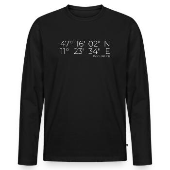 Coordinates Innsbruck, Austria - Men's Premium Organic Long Sleeve Shirt - black - Front - Nico (187cm)