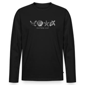 maritime soul ocean inspired for beach lovers - Men's Premium Organic Long Sleeve Shirt - black - Front - Nico (187cm)