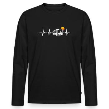 Linienbus Herzschlag Busfahrer Schulbus Bus - Männer Premium Bio Langarmshirt - Schwarz - Vorne - Nico (187cm)