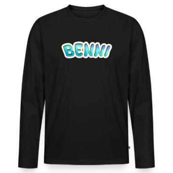 Job Benni - T-shirt manches longues Premium bio Homme - noir - Devant - Nico (187cm)