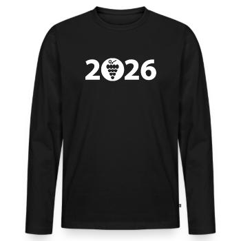 Viticulteurs 2026, Festival du Vin 2026, Vigne 2026 - T-shirt manches longues Premium bio Homme - noir - Devant - Nico (187cm)