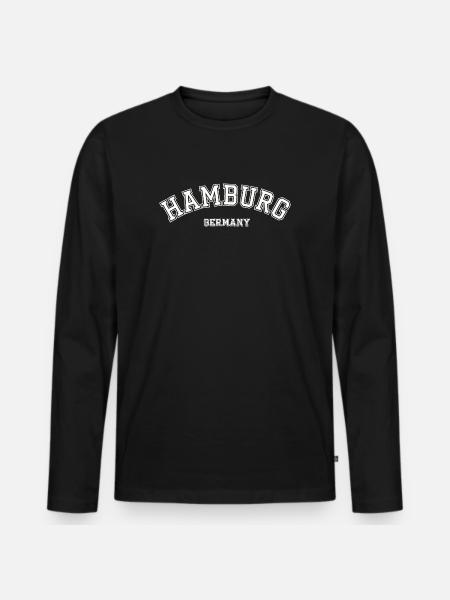 Hamburg Germany College Style Souvenir - Men's Premium Organic Long Sleeve Shirt - black
