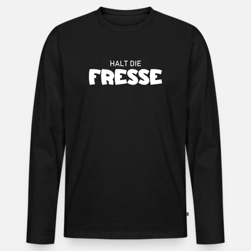 Halt die Fresse - Cooler Spruch - Männer Premium Bio Langarmshirt - Schwarz