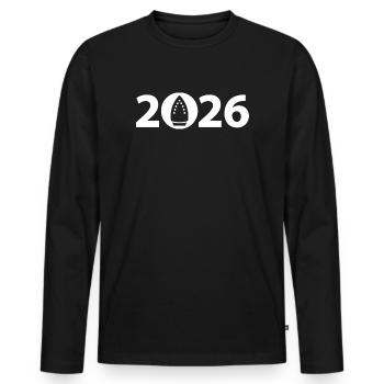 Ironing 2026, Ironing 2026 - Men's Premium Organic Long Sleeve Shirt - black - Front - Nico (187cm)