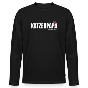 Katzenpapa mit Herz - Männer Premium Bio Langarmshirt - Schwarz - Vorne - Nico (187cm)