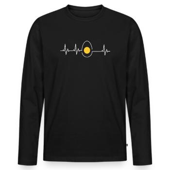 Hühner Fans -  Hahn - Gockel - Küken - Eigelb - Männer Premium Bio Langarmshirt - Schwarz - Vorne - Nico (187cm)