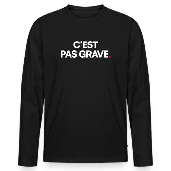 C’est pas grave - T-shirt manches longues Premium bio Homme - noir - Devant - Nico (187cm)