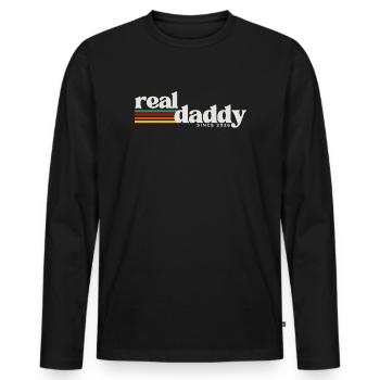 Real Daddy, Fatherhood Retro Style - Männer Premium Bio Langarmshirt - Schwarz - Vorne - Nico (187cm)