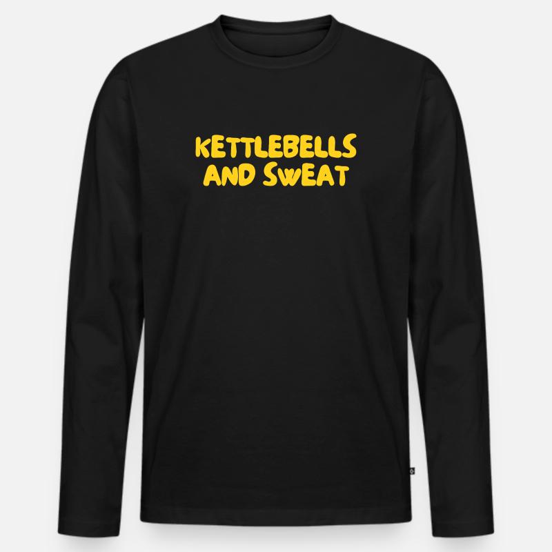 Kettlebells und Schweiß - Männer Premium Bio Langarmshirt - Schwarz