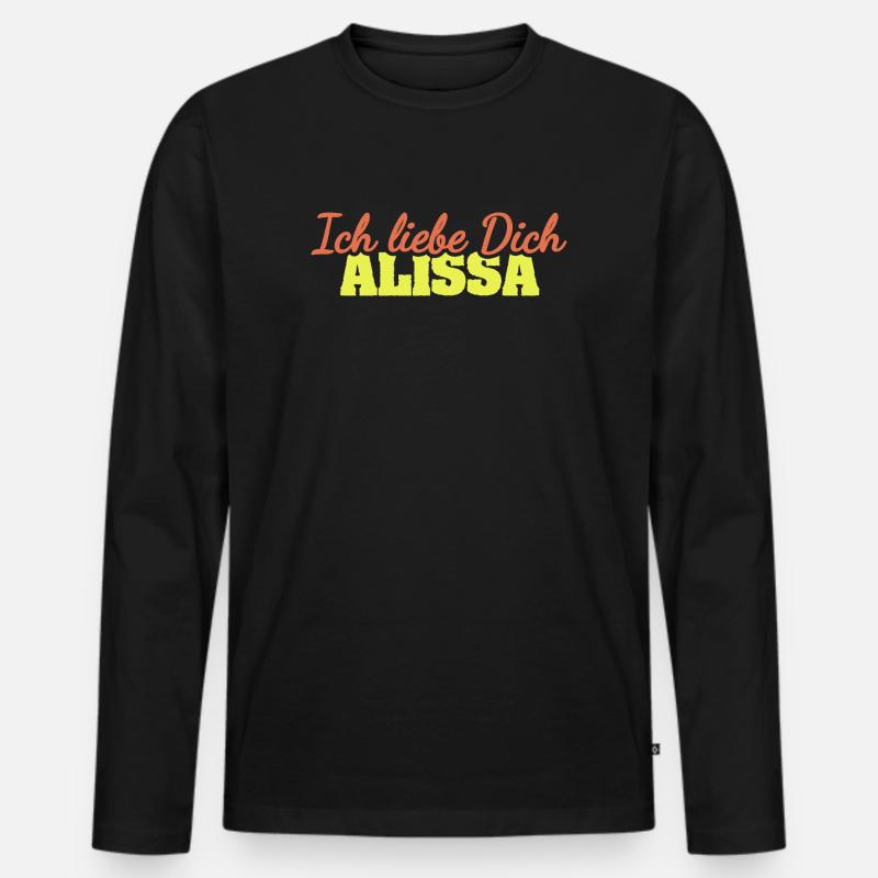 Ich liebe Dich ALISSA Retro-Print - Männer Premium Bio Langarmshirt - Schwarz