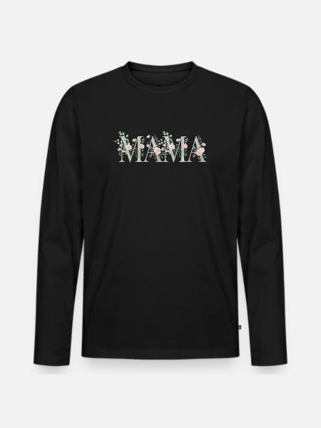 Mom Floral Lettering - Men's Premium Organic Long Sleeve Shirt - black