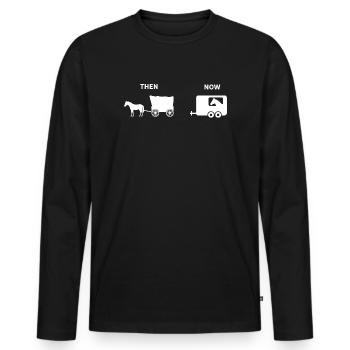 Funny Horse Carriage Parody Historical Design - Men's Premium Organic Long Sleeve Shirt - black - Front - Nico (187cm)