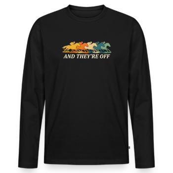 Und sie sind vom Pferderenn-Derby-Fan - Männer Premium Bio Langarmshirt - Schwarz - Vorne - Nico (187cm)