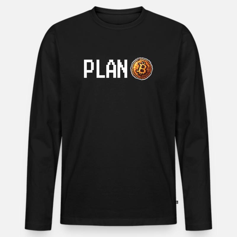 Plan Bitcoin Retro Pixel - Männer Premium Bio Langarmshirt - Schwarz