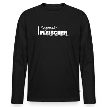 Fleischer - Männer Premium Bio Langarmshirt - Schwarz - Vorne - Nico (187cm)