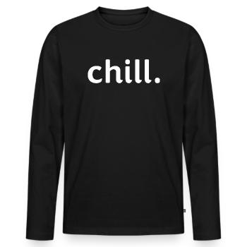 chill. - Männer Premium Bio Langarmshirt - Schwarz - Vorne - Nico (187cm)