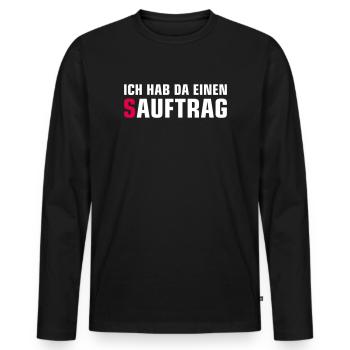 Single Status Minimalist T-Shirt - Männer Premium Bio Langarmshirt - Schwarz - Vorne - Nico (187cm)