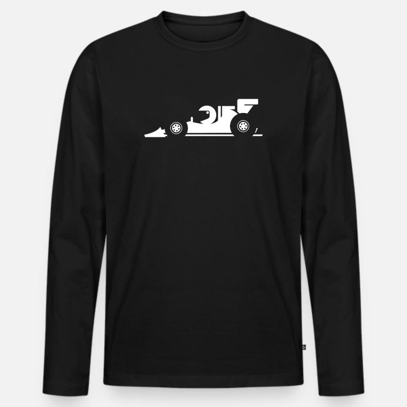 comic formula racing cartoon Rennauto Symbol - Männer Premium Bio Langarmshirt - Schwarz