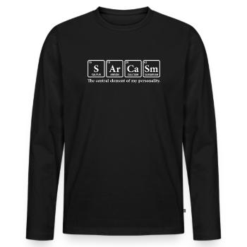 Zentrales Element meiner Persönlichkeit - Männer Premium Bio Langarmshirt - Schwarz - Vorne - Nico (187cm)