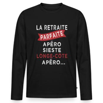 retraite parfaite sieste longe cote apero - T-shirt manches longues Premium bio Homme - noir - Devant - Nico (187cm)