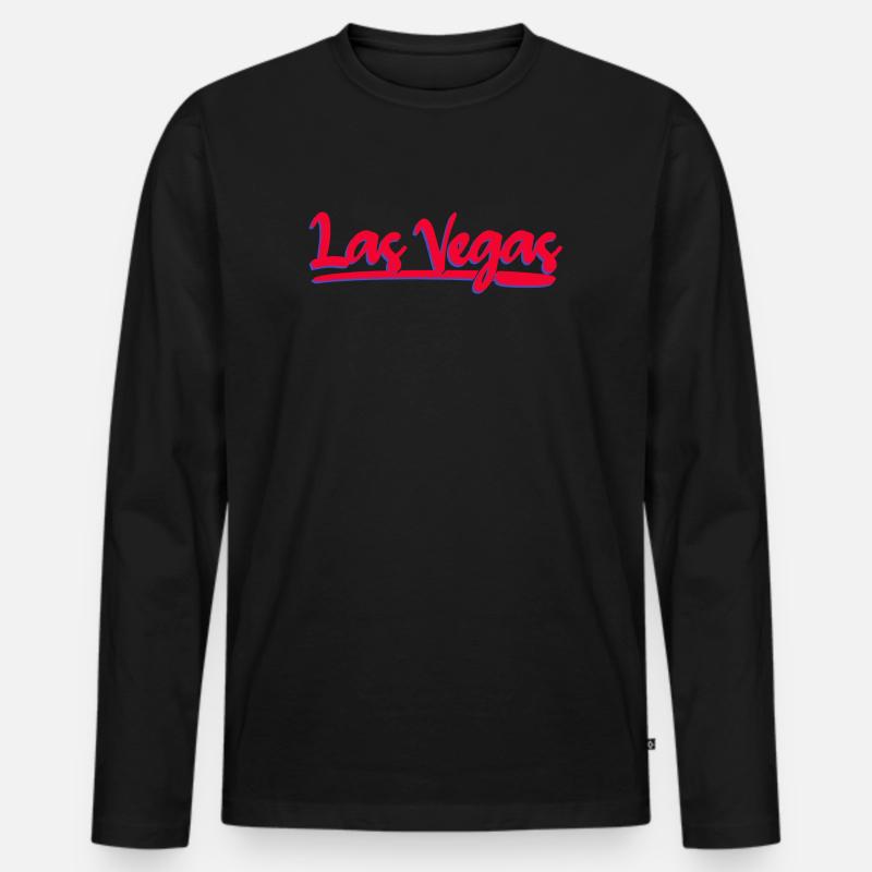 Las Vegas Neon Script - Männer Premium Bio Langarmshirt - Schwarz
