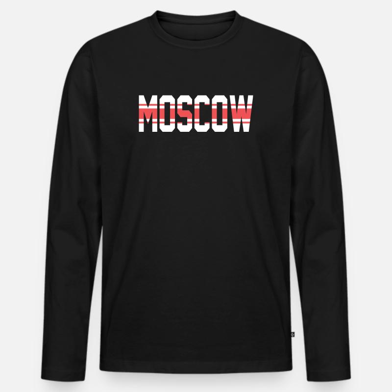 Moskau - Männer Premium Bio Langarmshirt - Schwarz