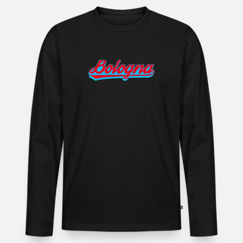 Bologna Neon Script Logo - Männer Premium Bio Langarmshirt - Schwarz