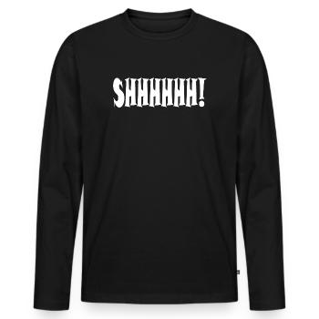 Chut ! Typographie minimaliste - T-shirt manches longues Premium bio Homme - noir - Devant - Nico (187cm)