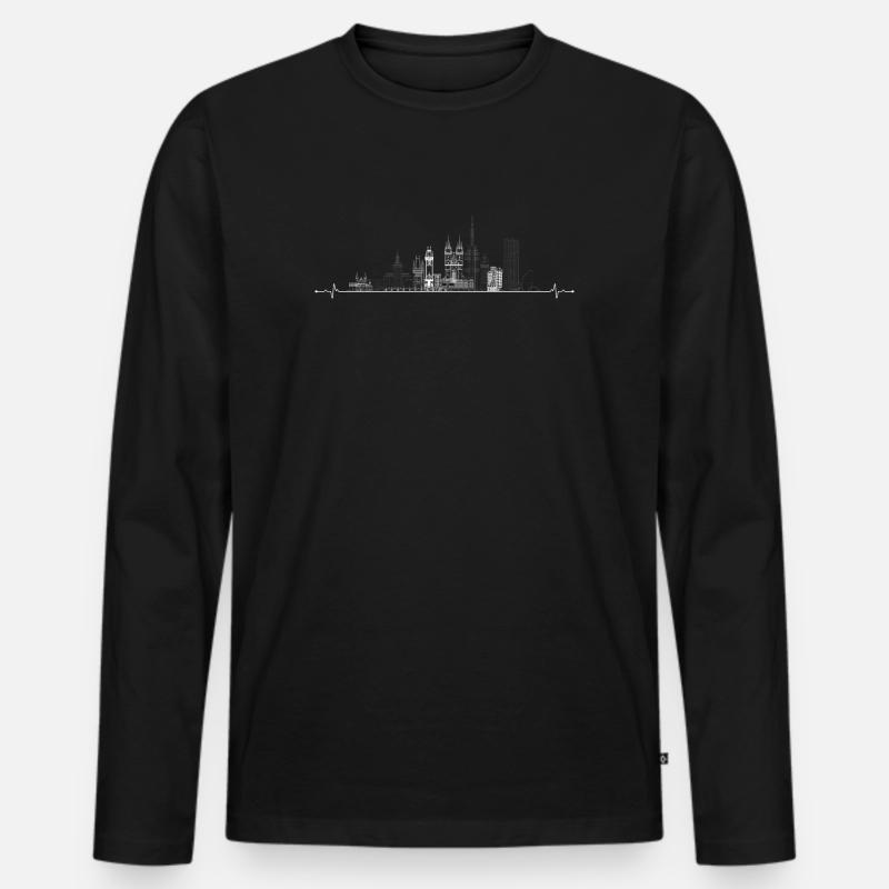 Urbane Skyline Pulse - Männer Premium Bio Langarmshirt - Schwarz