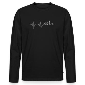 Heartbeat Campsite Line Art - Men's Premium Organic Long Sleeve Shirt - black - Front - Nico (187cm)