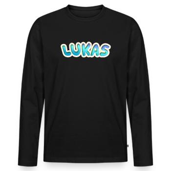 Gift for Lukas - Men's Premium Organic Long Sleeve Shirt - black - Front - Nico (187cm)
