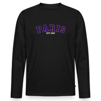 PARIS_EST_1995 - Männer Premium Bio Langarmshirt - Schwarz - Vorne - Nico (187cm)