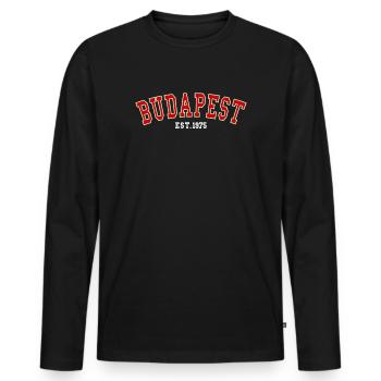 Budapest_Est_1975 - T-shirt manches longues Premium bio Homme - noir - Devant - Nico (187cm)