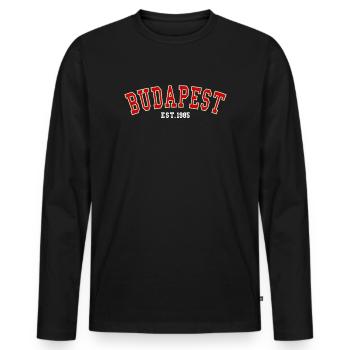 Budapest_Est_1985 - T-shirt manches longues Premium bio Homme - noir - Devant - Nico (187cm)