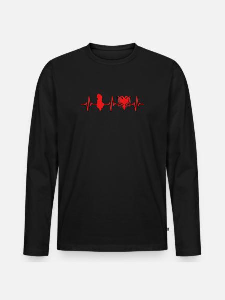 Albania Heartbeat Albanian Eagle - Men's Premium Organic Long Sleeve Shirt - black