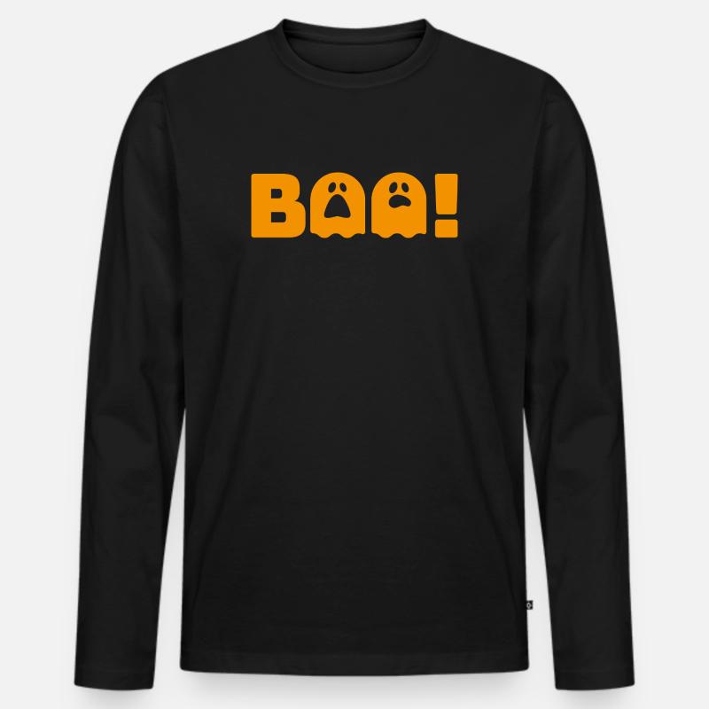 Boo2_Orange - Männer Premium Bio Langarmshirt - Schwarz
