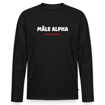 male alpha - T-shirt manches longues Premium bio Homme - noir - Devant - Nico (187cm)