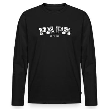 Papa Est. 2026 - T-shirt manches longues Premium bio Homme - noir - Devant - Nico (187cm)