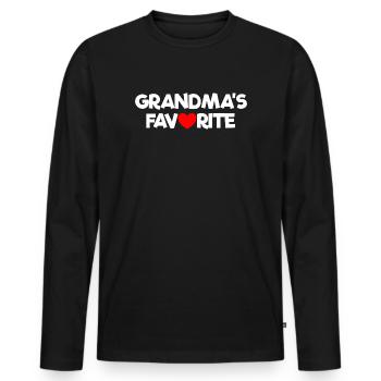 Favorite Grandchild Red Heart Grandma's Favorite - Männer Premium Bio Langarmshirt - Schwarz - Vorne - Nico (187cm)