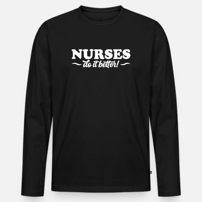 Krankenschwestern machen es besser - Männer Premium Bio Langarmshirt - Schwarz