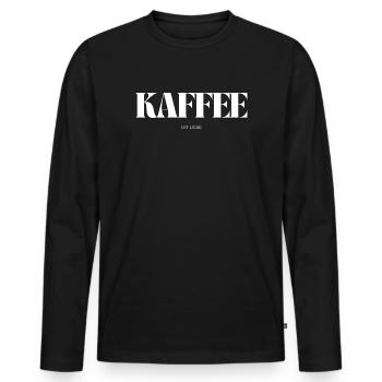 Kaffee ist Liebe - Männer Premium Bio Langarmshirt - Schwarz - Vorne - Nico (187cm)