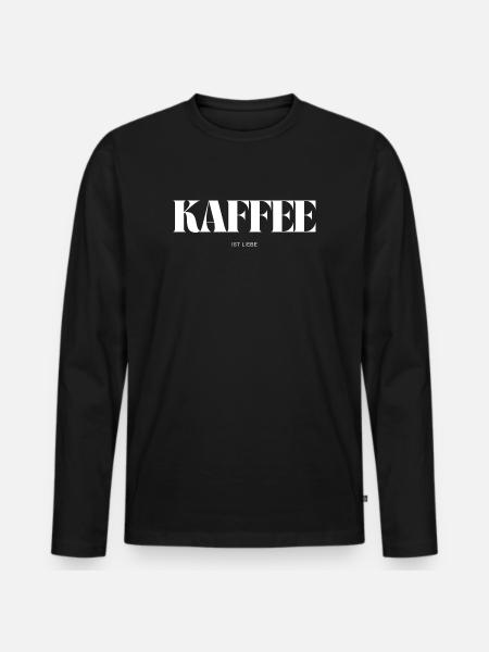 Kaffee ist Liebe - Männer Premium Bio Langarmshirt - Schwarz