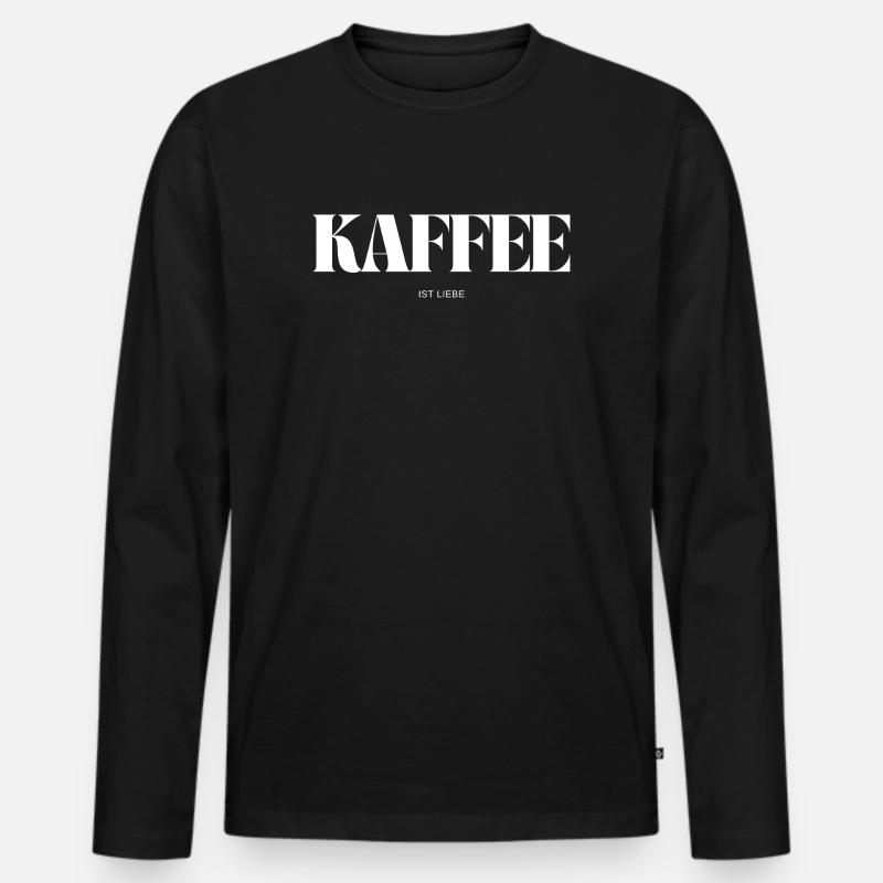 Kaffee ist Liebe - Männer Premium Bio Langarmshirt - Schwarz