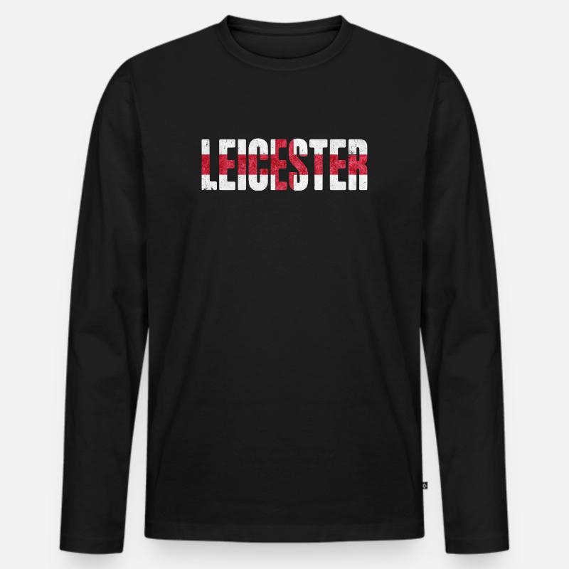 Leicester England - Männer Premium Bio Langarmshirt - Schwarz