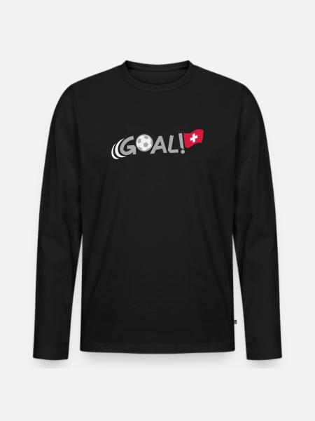 GOAL for Switzerland - Männer Premium Bio Langarmshirt - Schwarz