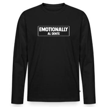 Émotionnellement Al Dente Typographe Design - T-shirt manches longues Premium bio Homme - noir - Devant - Nico (187cm)
